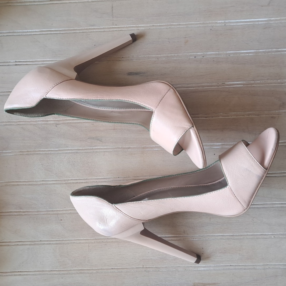 Rachel Roy Leather Soft Blush Pink Open-toe Stiletto High Heel Pumps Designer